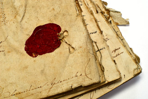 manuscript with stamp