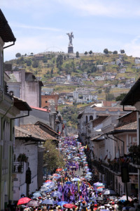 Quito Ecuador crowd busy street